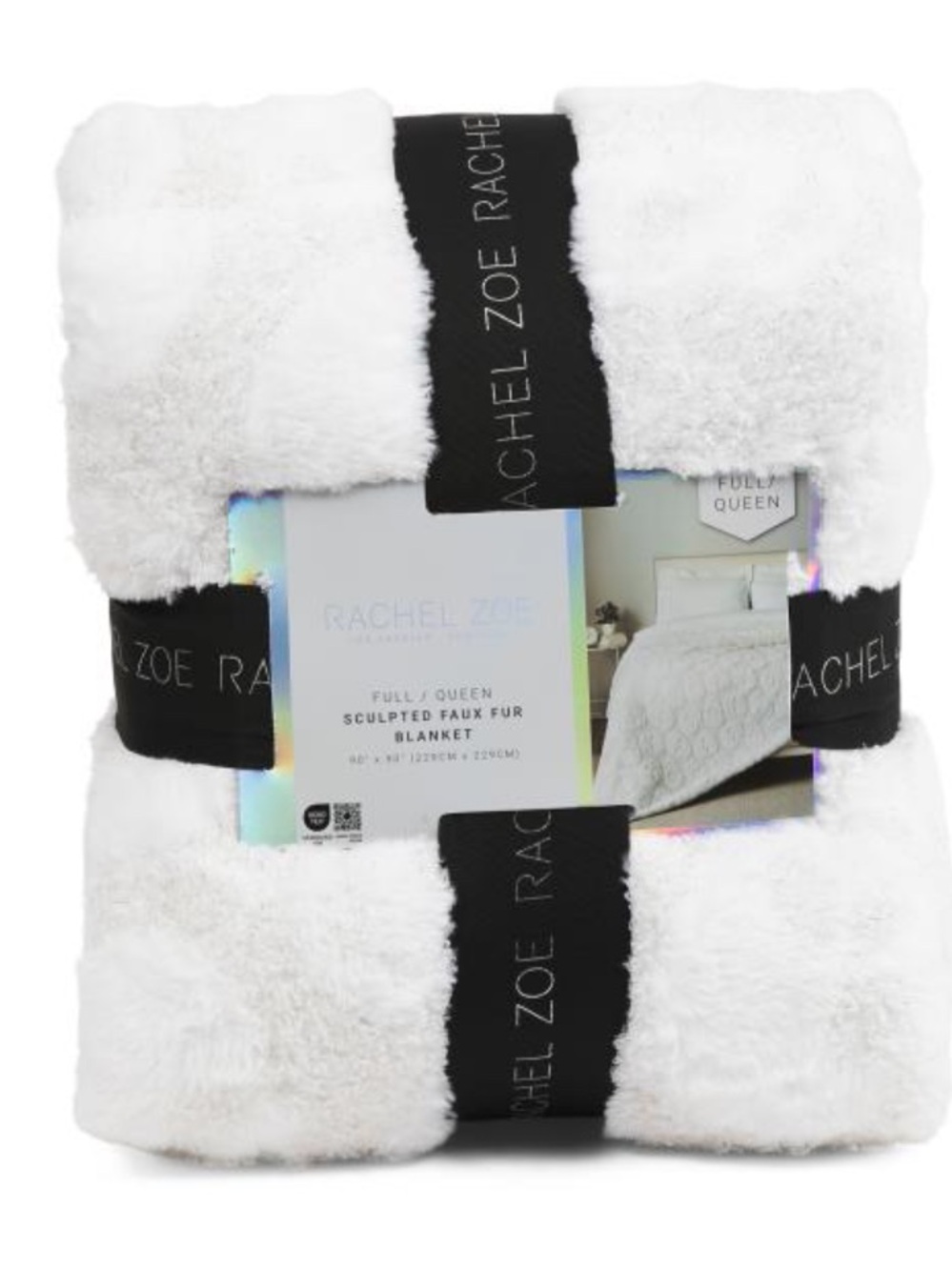 Rachel Zoe White Sculpted Faux Fur Blanket